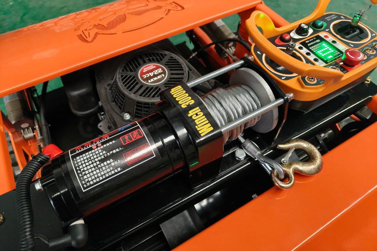 Recovery winch for remote control mower