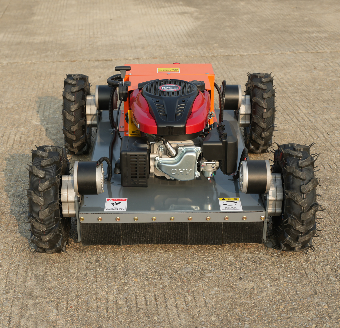 4WD Compact remote mower with 550mm cut in red