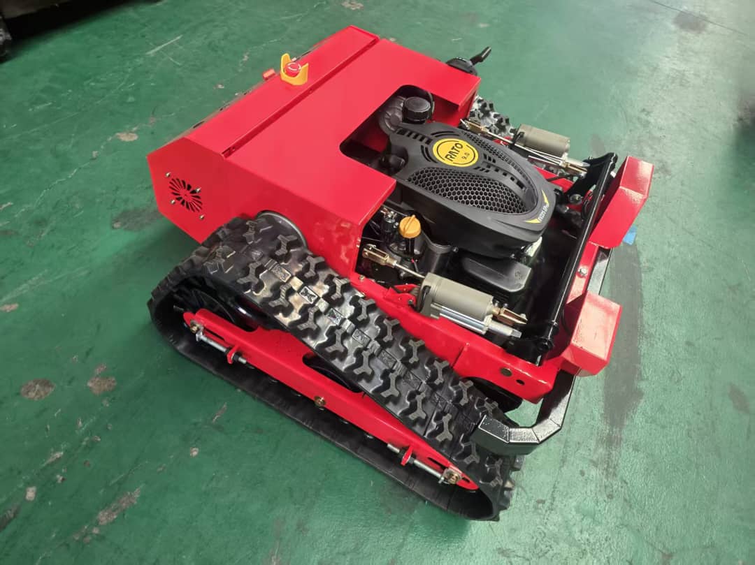Typhoon GT remote control mower with Rato 225 cc petrol motor and brushless electric drive. www.rebelmower.com.au