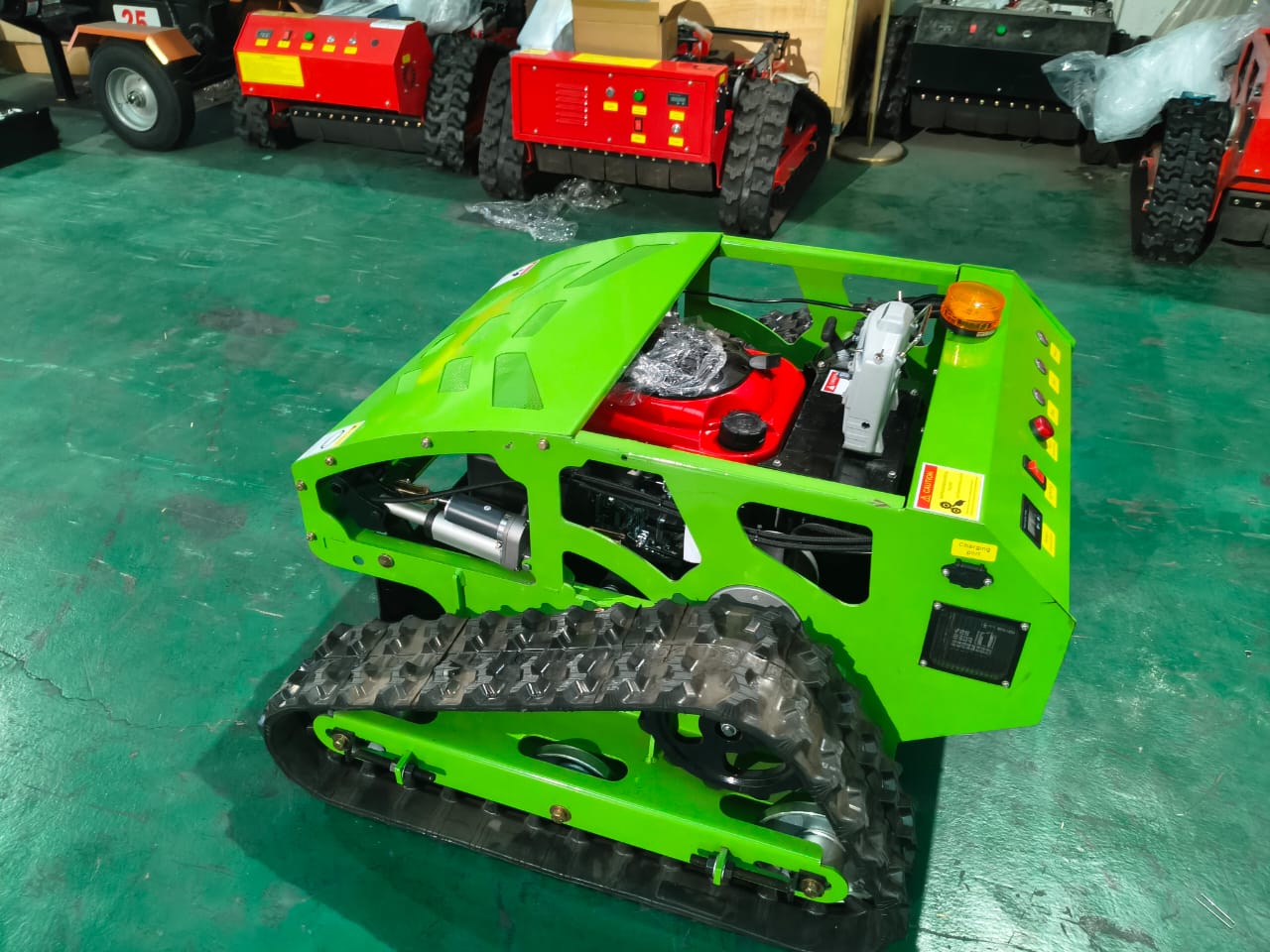 Safety flashing beacon for remote control mower