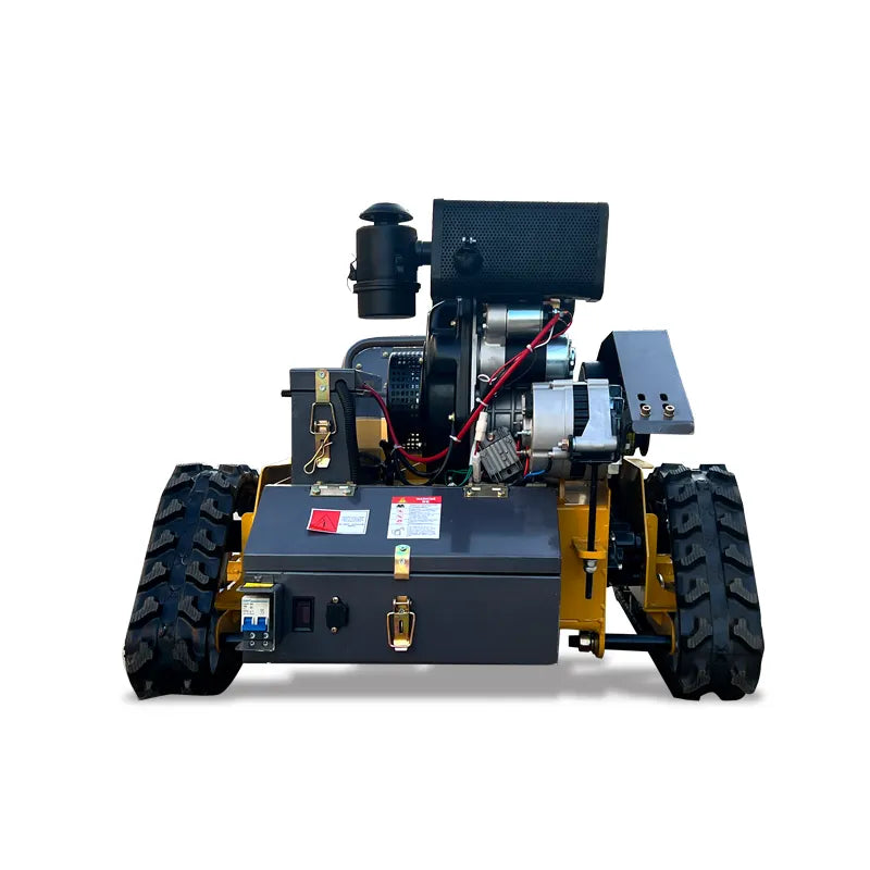 RC Lawn Mower with mechanical components on a white background