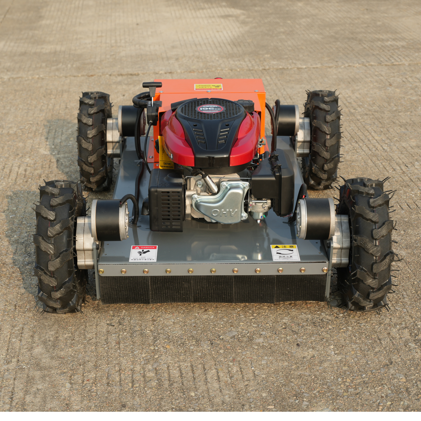 4WD Compact remote mower with 550mm cut in red