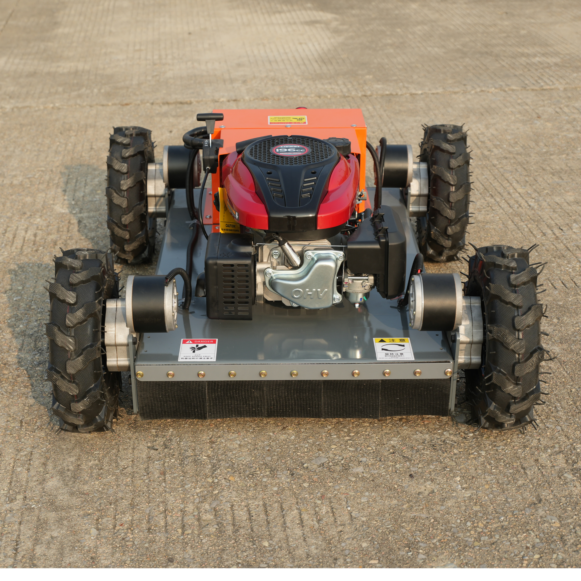 4WD Compact remote mower with 550mm cut in red