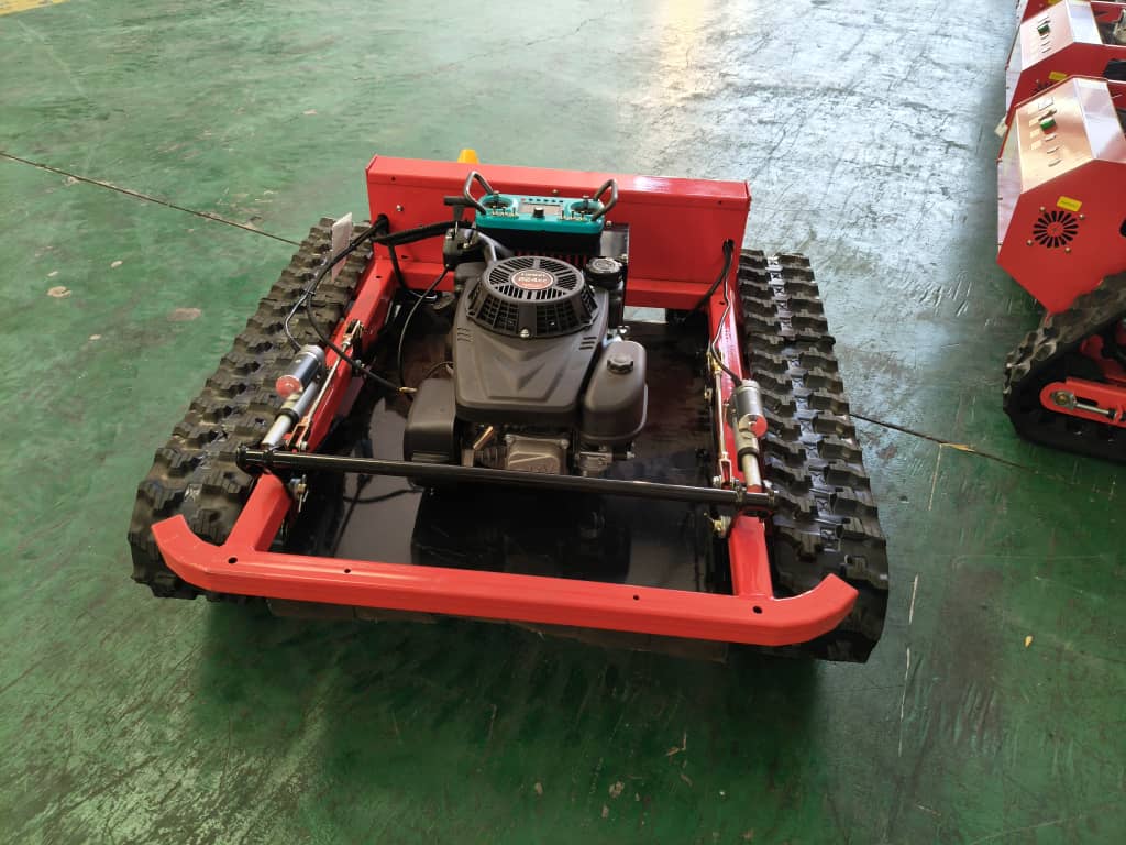 Customer Tank 600 red remote control mower ready to work. www.rebelmowers.com.au