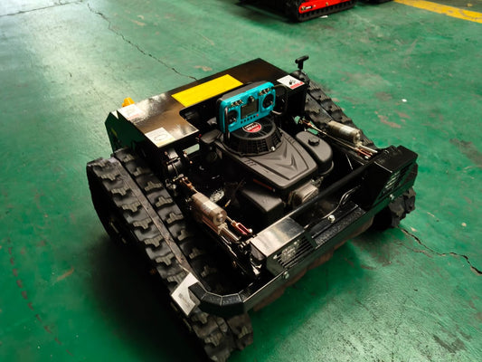 Remote control lawn mower black Typhoon GT 9Hp Loncin motor, brushless electric drive and semi-industrial remote.