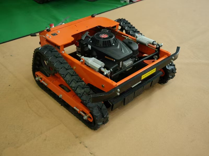 Typhoon remote control mower 9.0 Hp with optional bull bar orange rebelmowers.com.au